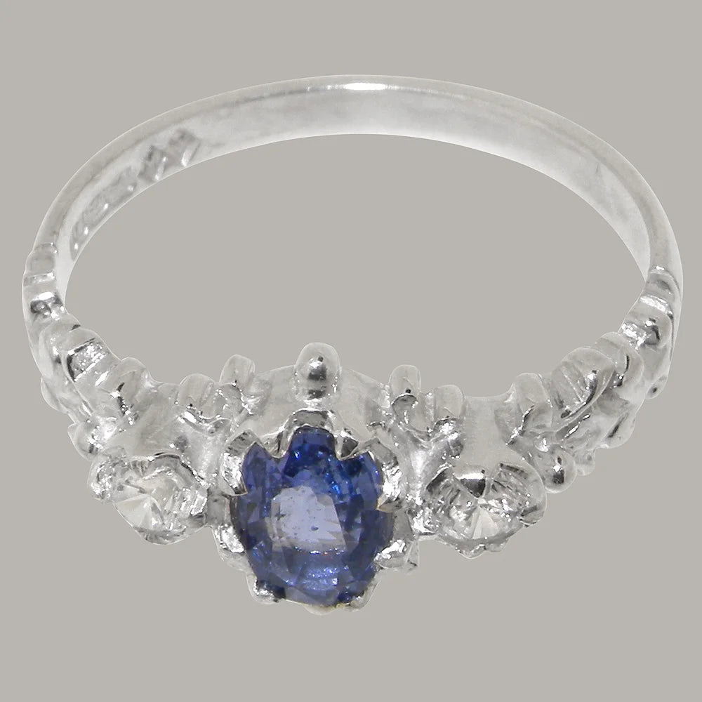 925 Sterling Silver Ring with Natural Sapphire & Cubic Zirconia Y40068