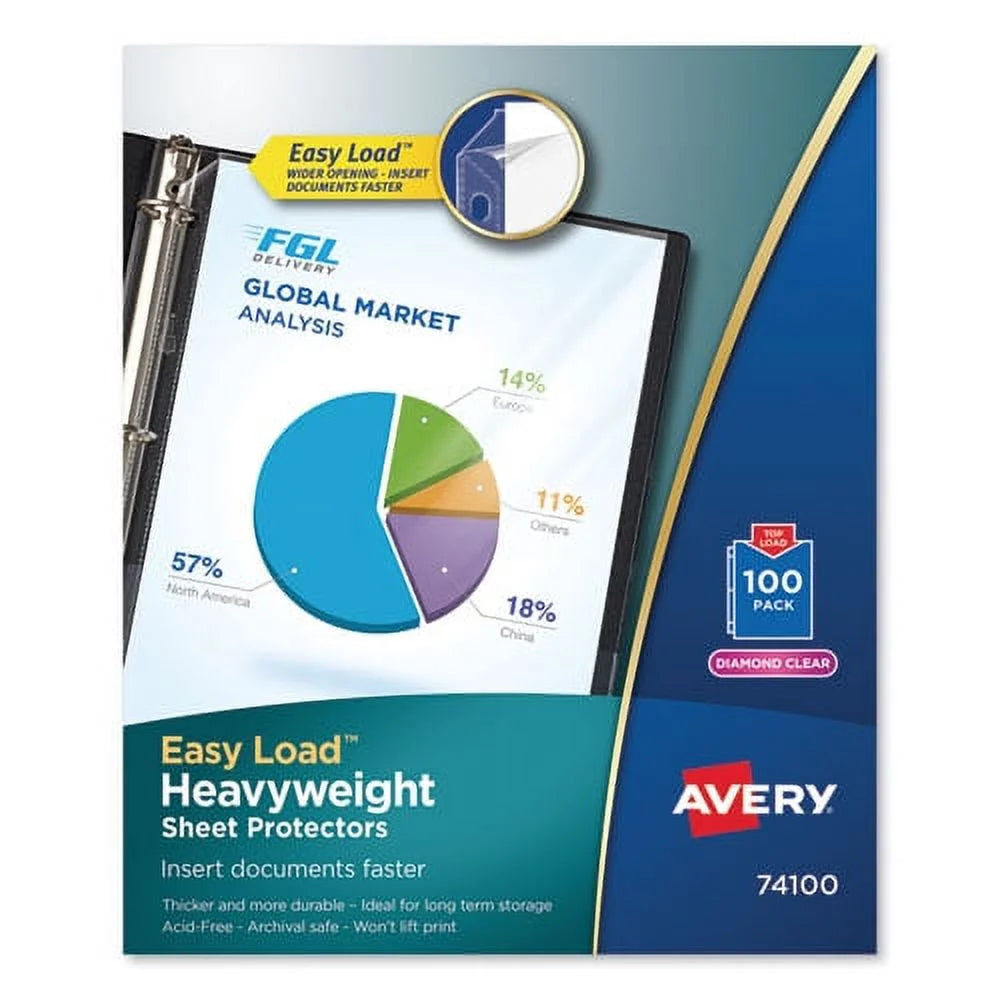 Letter Diamond Clear Poly Sheet Protectors, 100/box J262206