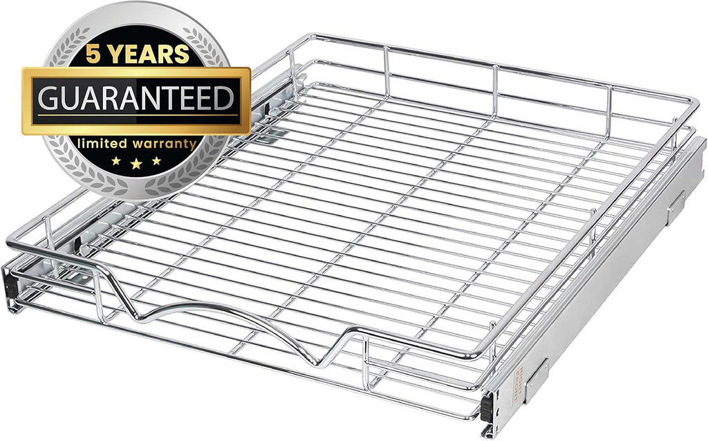 Chrome Finish Wire Frame Pull Out Drawer Cabinet Organizer, Pack of 2 A809888