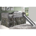 Antique Grey Twin Size Low Loft with Slide & Camo Tent Y34116