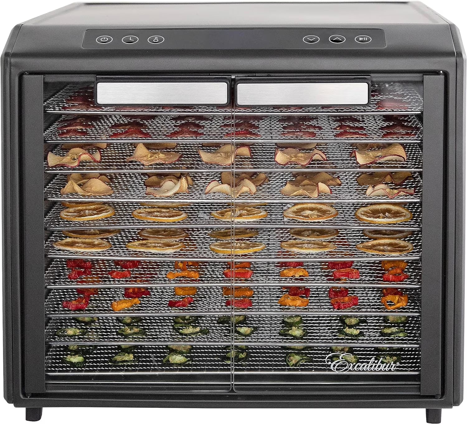 10-Tray Electric Food Dehydrator with Adjustable Temperature Control, 800-Watts, Black K18869