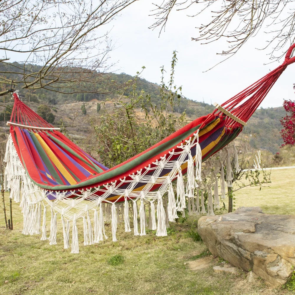 Double Macrame Hammock Two Person Swing Bed Z72946
