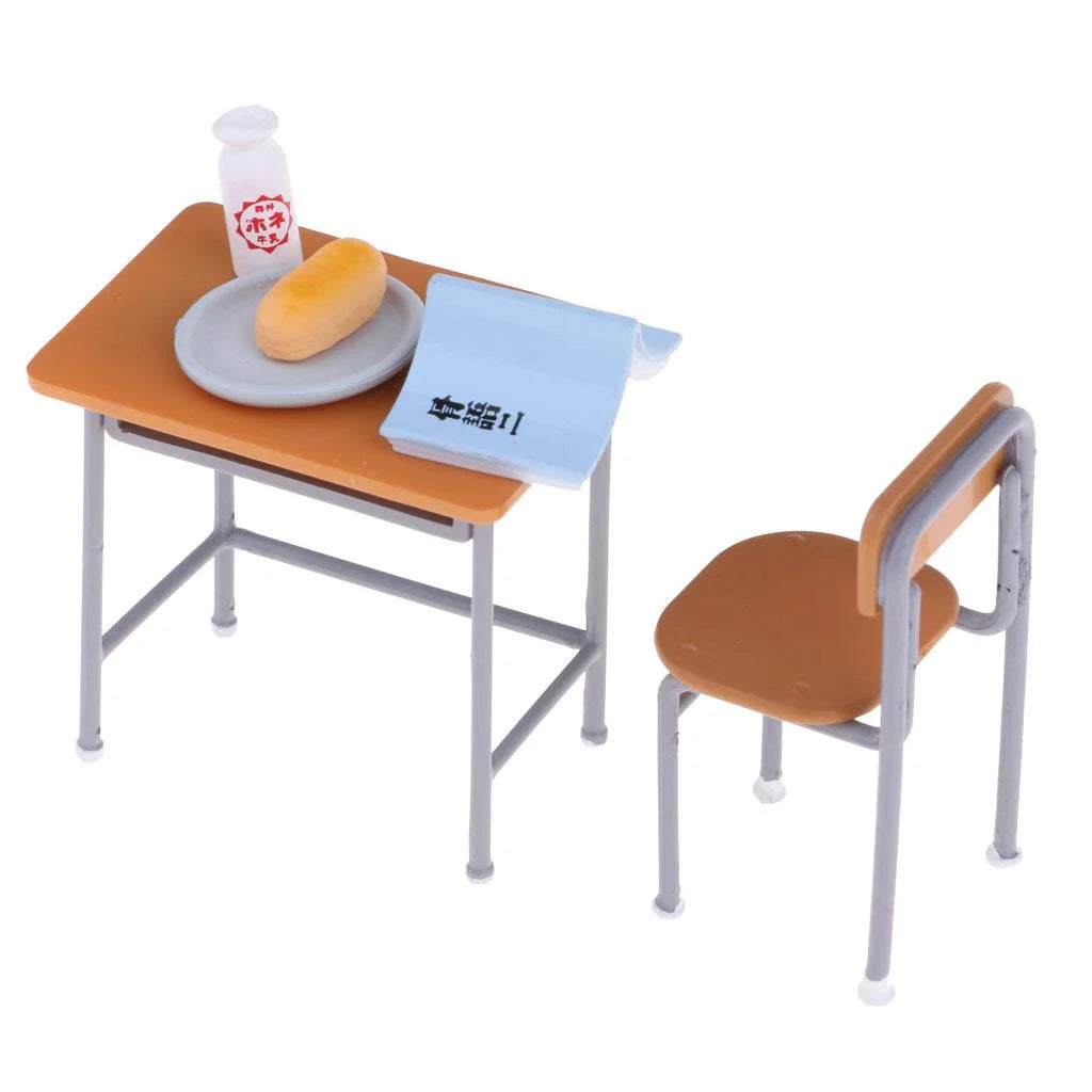 6 Pcs Metal Dollhouse Desk Chair Set W8911