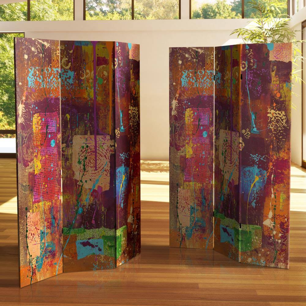 6 ft Tall Double Sided Canvas Room Divider R4217