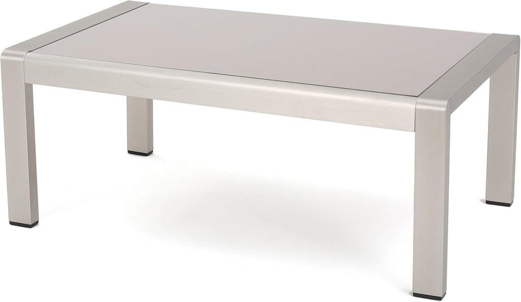 Silver Aluminum Coffee Table with Glass Top P224