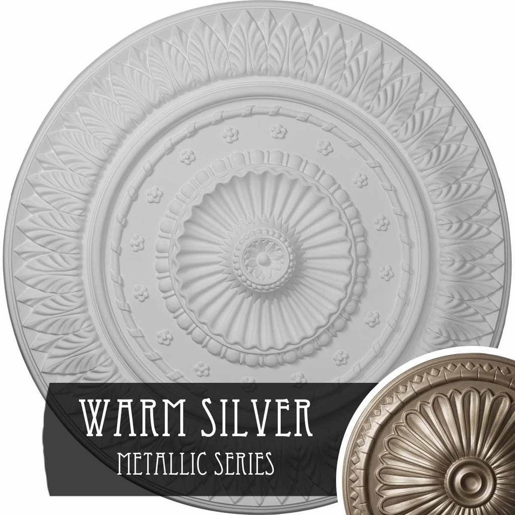 26 5/8x22OD x 2 1/4x22P Hand-Painted Warm Silver Ceiling Medallion G4123