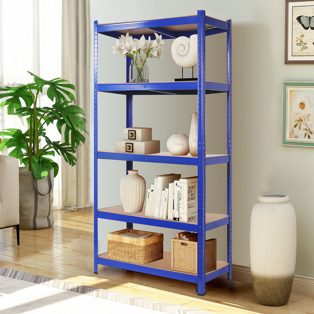 5 Tier Heavy Duty Metal Storage Shelving Unit, Blue C65343