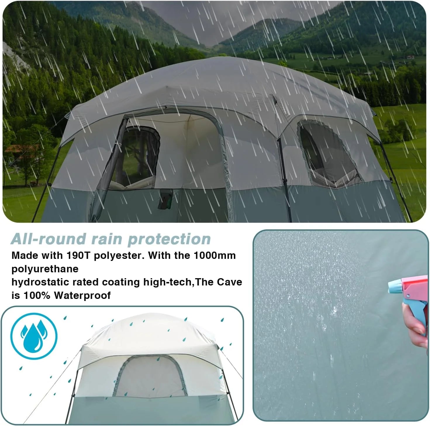 Camping Tent 4/6/8 Person Dome Tent with Rainfly, Waterproof W148