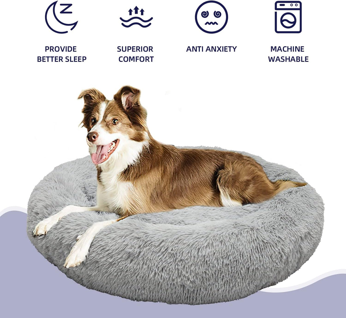 Round Donut Washable Faux Fur Dog Cat Bed (32 inch) Pack of 2 B4239