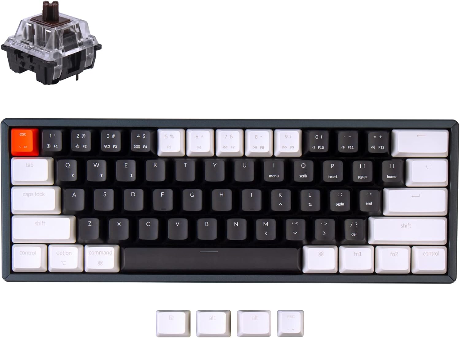 60% Layout Hot-swappable Bluetooth Wireless/USB Wired Mechanical Keyboard with Brown Switch Aluminum Frame A80213