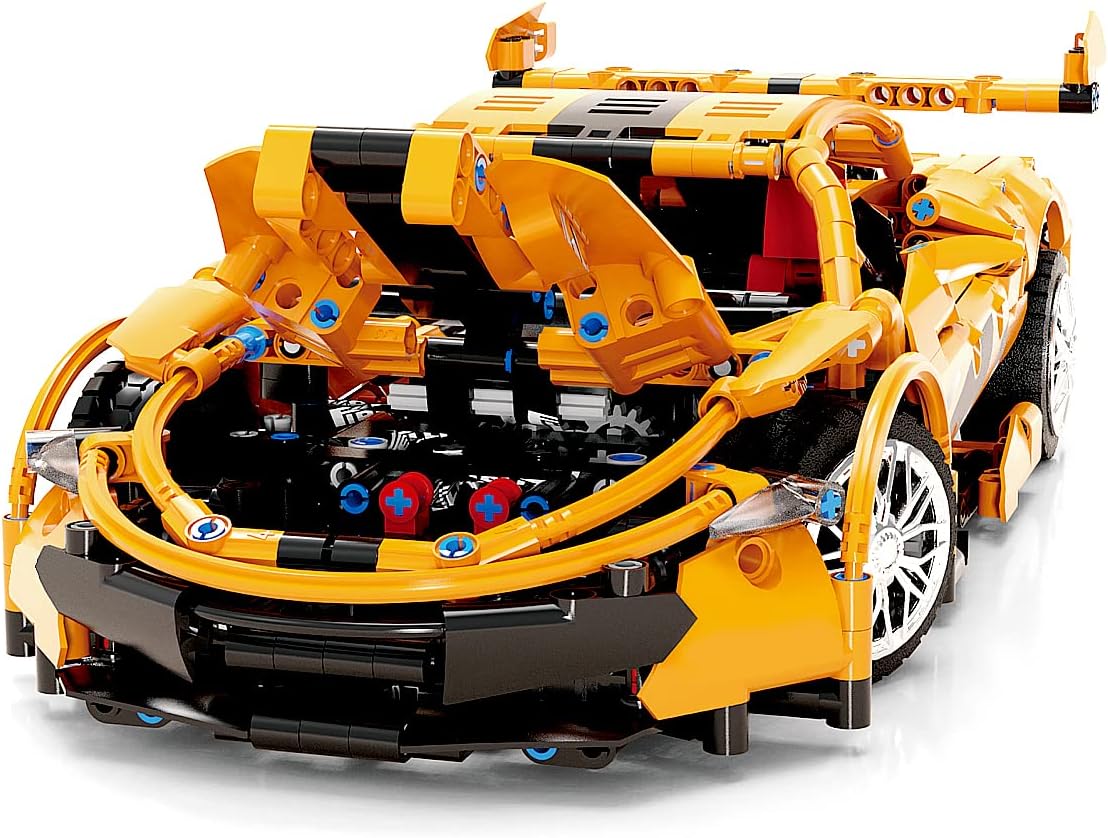 Orange Sports Car MOC Building Blocks Kit, 1258 Pcs A1334