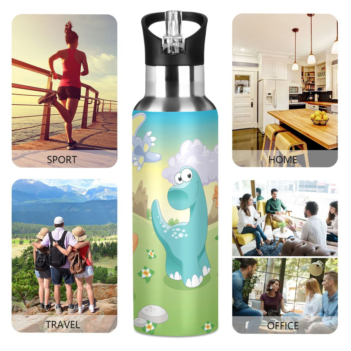 Stainless Steel Vacuum Insulated Water Bottle with Straw Lid 20 OZ P4913