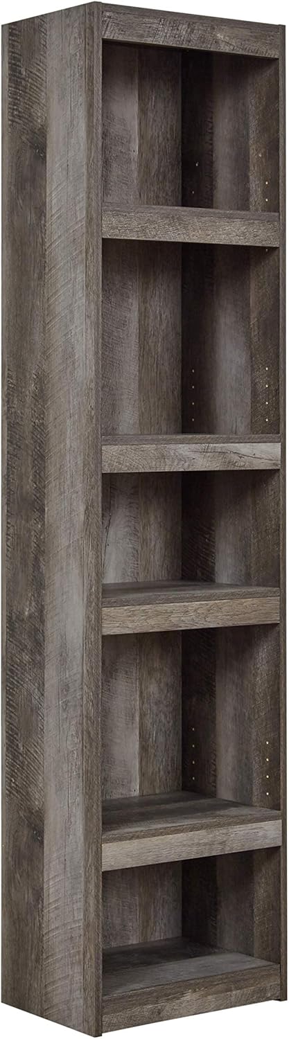 Rustic Entertainment Center Pier Bookcase with 3 Adjustable Shelves, Natural Brown N2029
