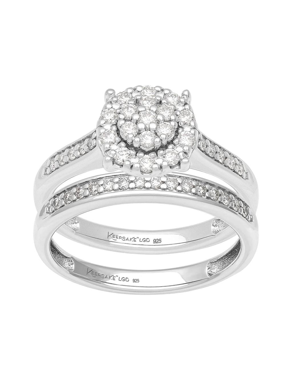 Lab-Grown Diamond Bridal Ring Set in Sterling Silver Q244623