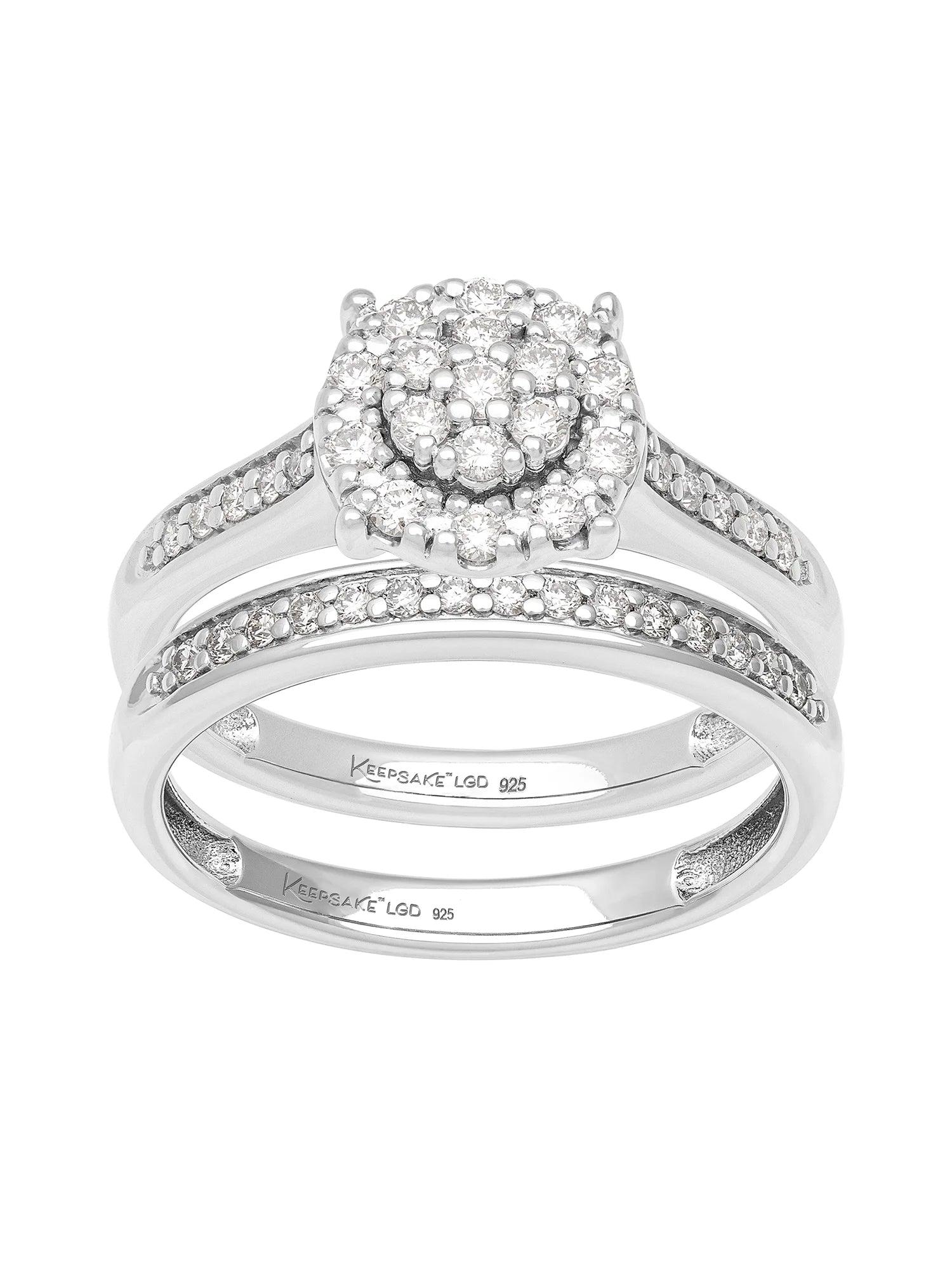 Lab-Grown Diamond Bridal Ring Set in Sterling Silver Q244623