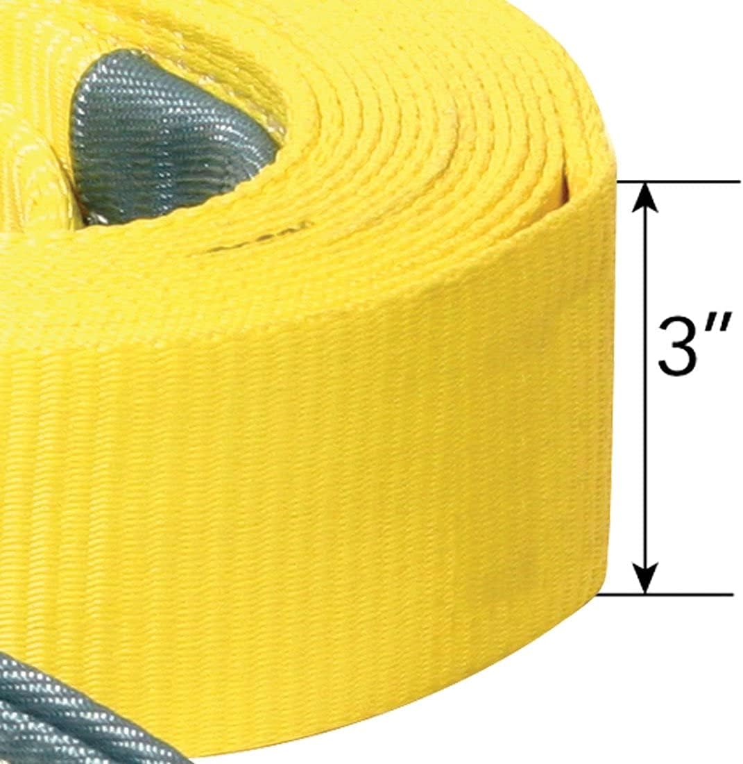 Tow Strap with Reinforced Eyes, 3 Inch x 20 Foot, 7,500 Pound Towing Capacity, Pack of 2 O8498