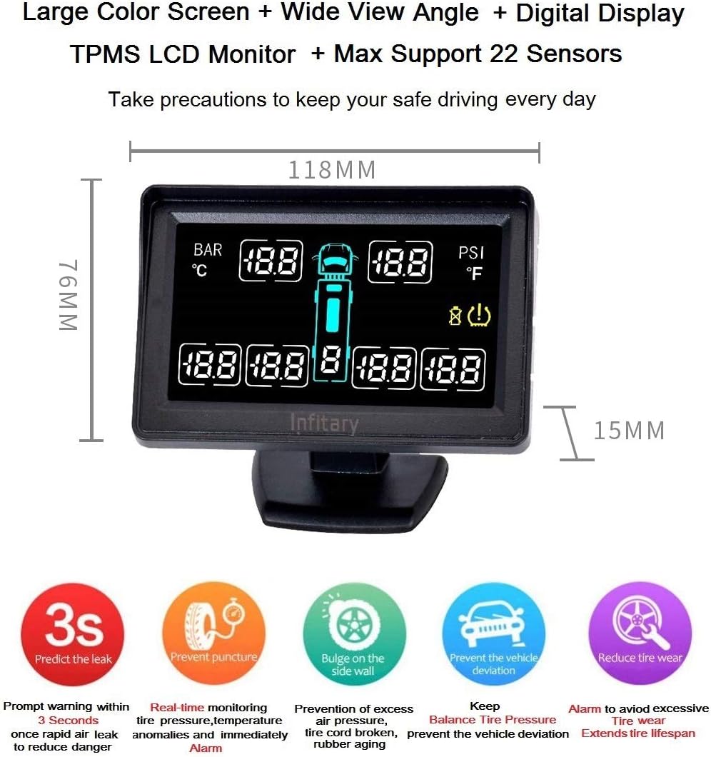 RV TPMS Tire Pressure Monitoring System for 4-6 Tires E63163