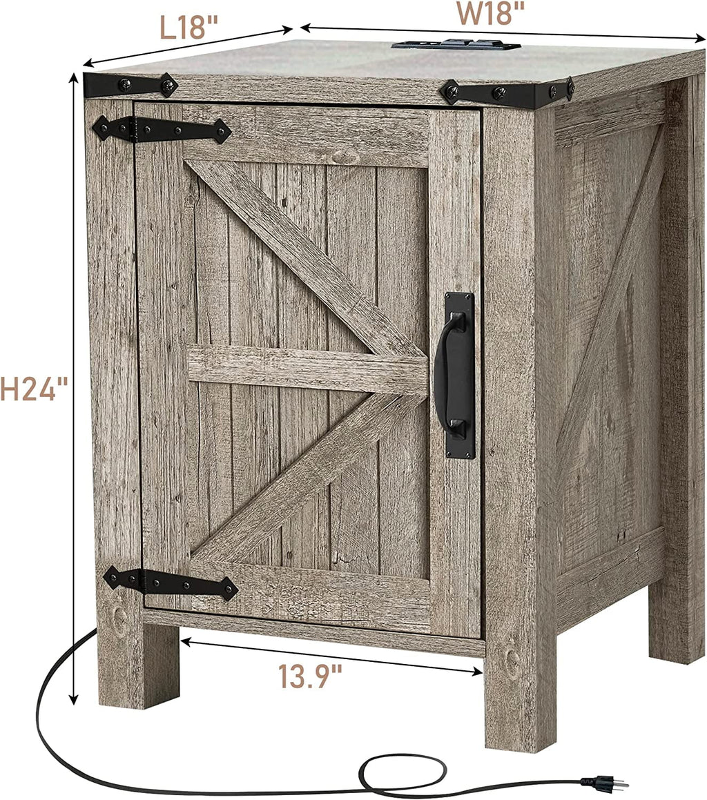 Farmhouse Square End Side Table with Charging Station S7676