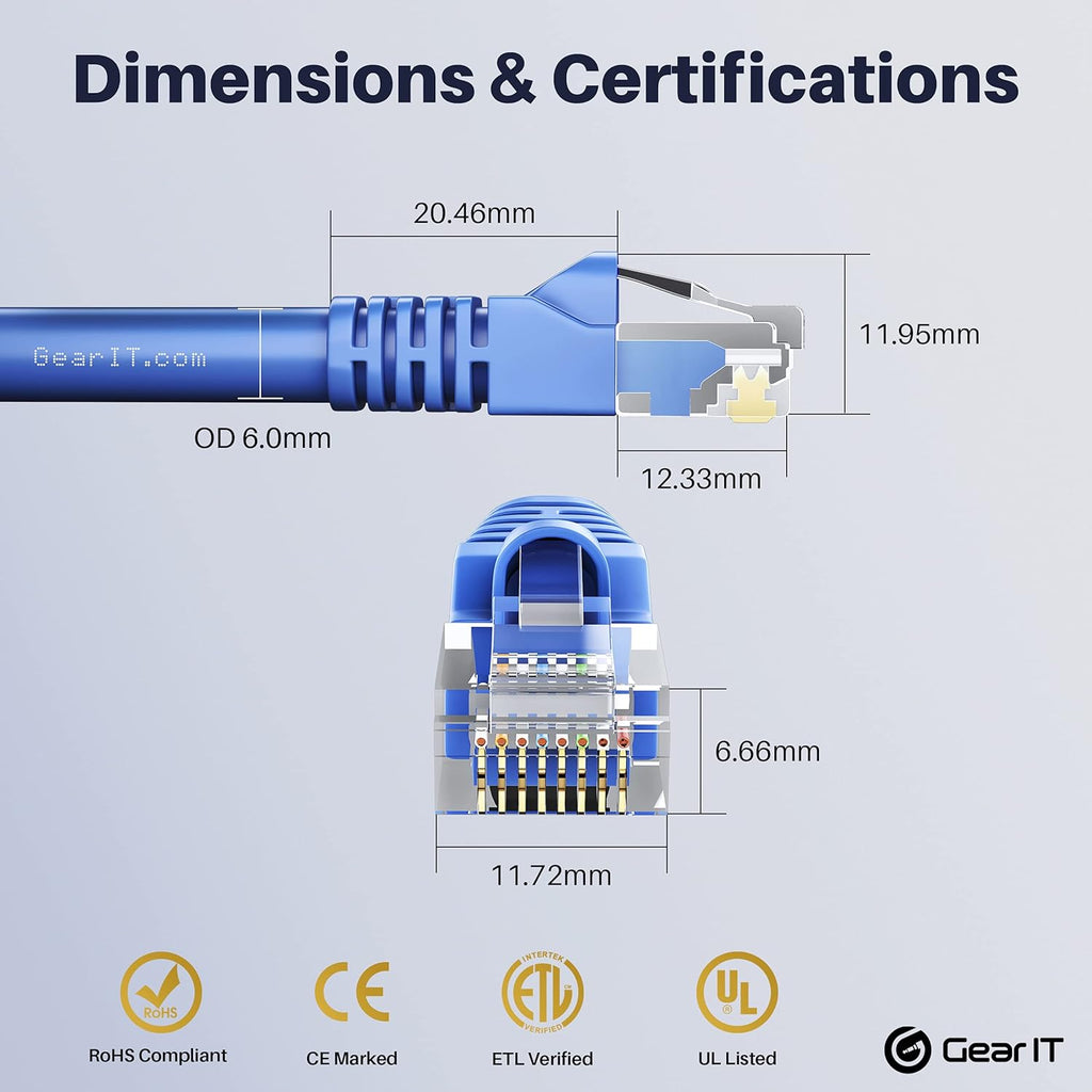 Cat 6 Ethernet Cable 1 ft 50-Pack Blue T398839