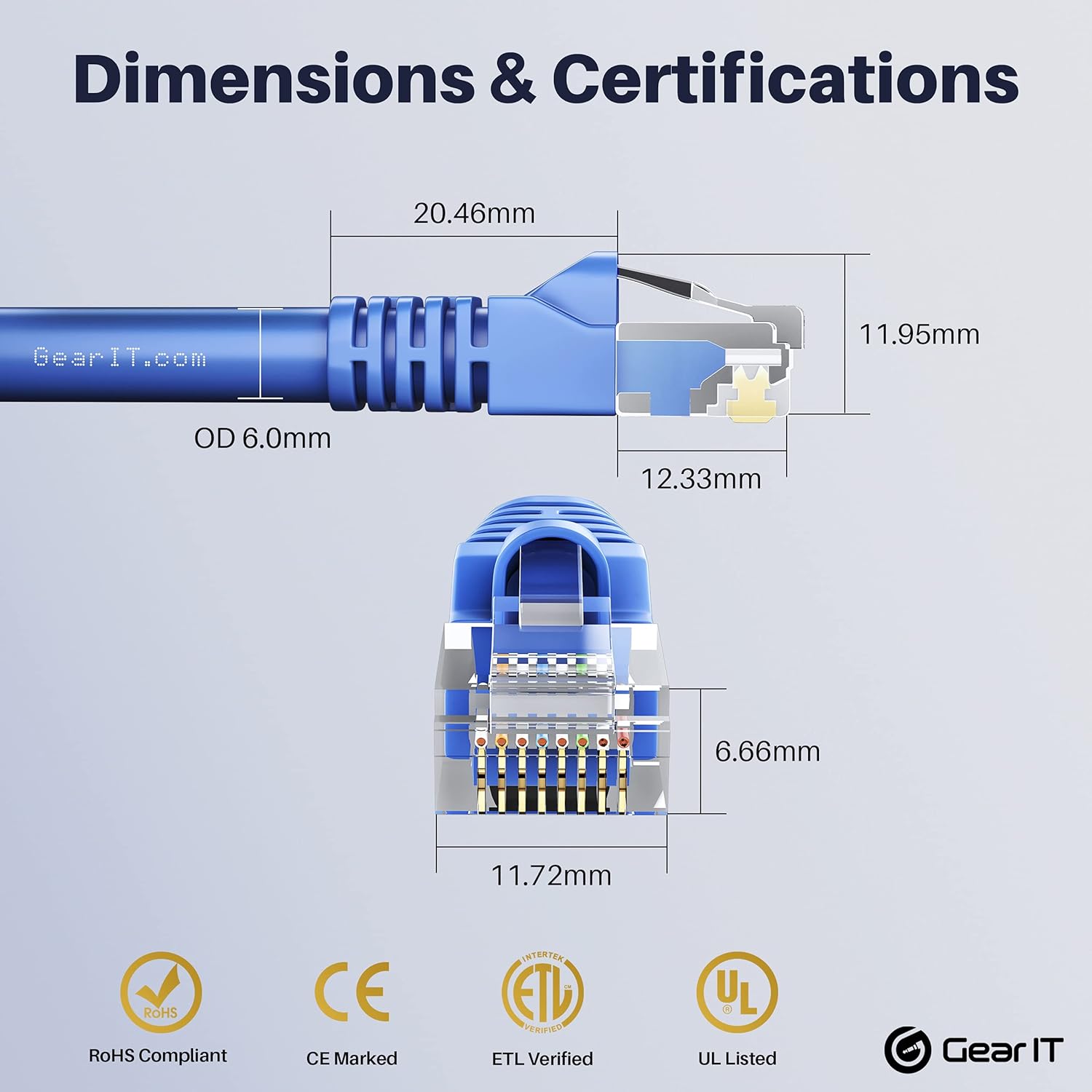Cat 6 Ethernet Cable 1 ft 50-Pack Blue T398839