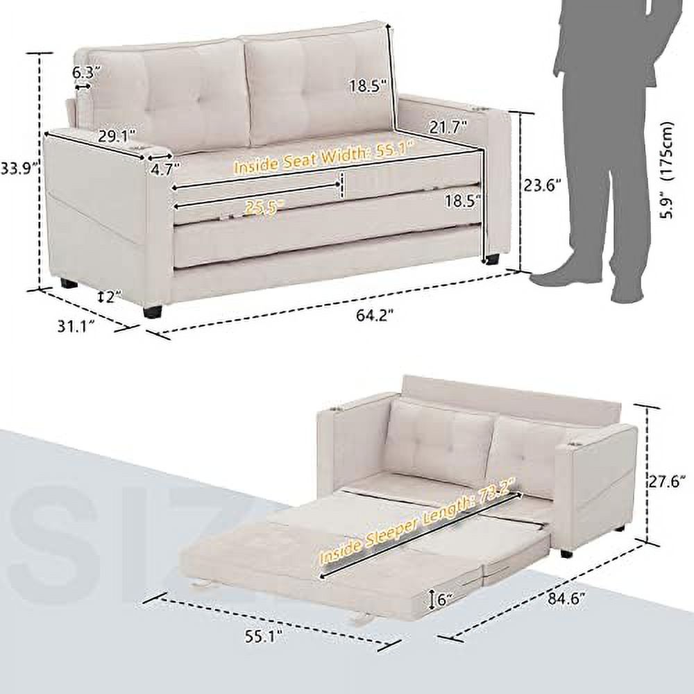Full Size Futon Sofa Bed with Chenille Upholstery S101
