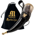 Polished Viking Drinking Horn with Black Leather Holder R86514