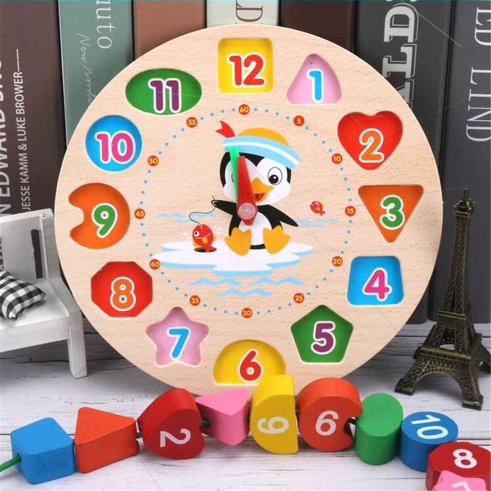 Wooden Shape Color Sorting Clock Toy Number Blocks Puzzle Stacking Sorter Jigsaw Early Learning Educational Toy O230201