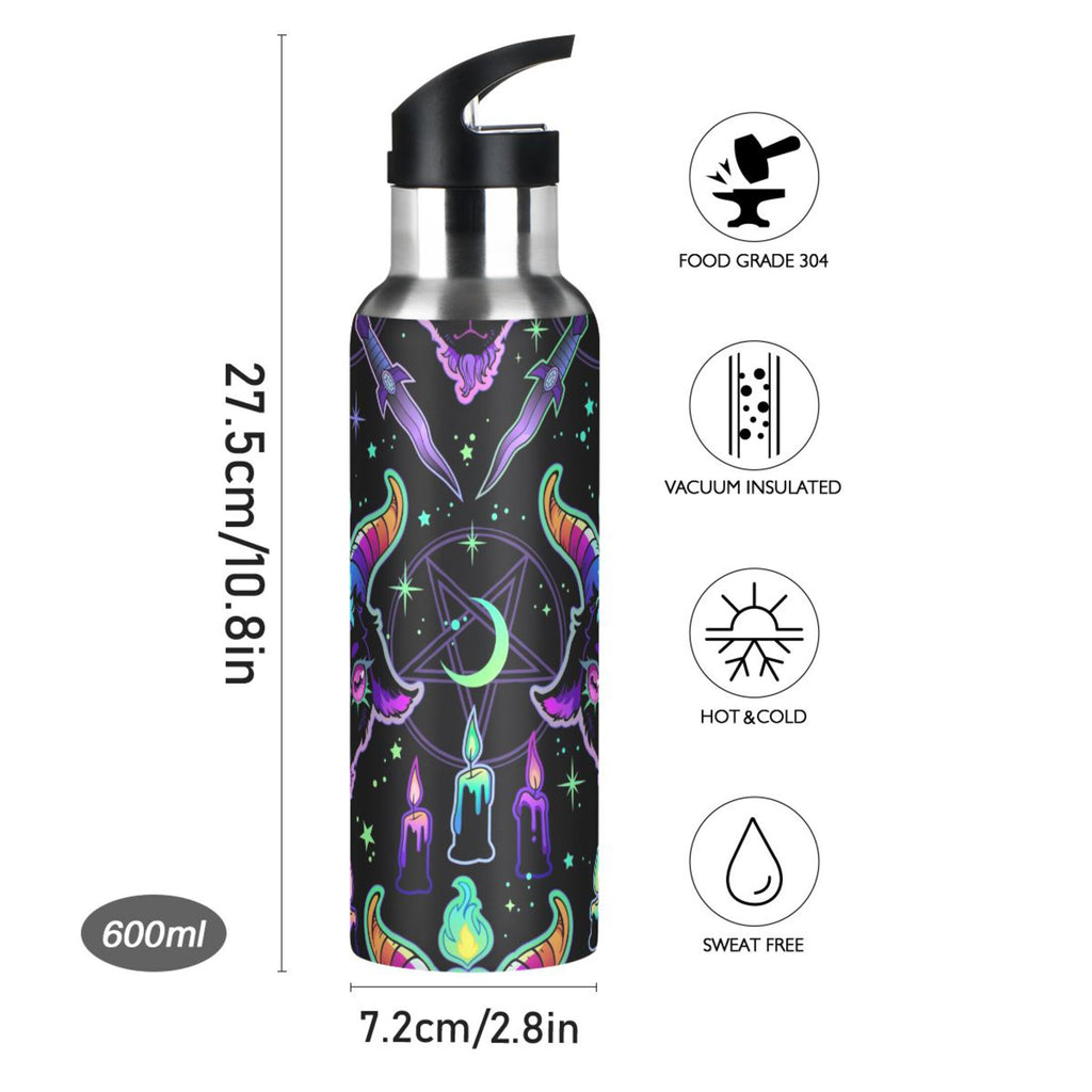 Cartoon Devil Insulated Stainless Steel Water Bottle with Straw Lid Flask, 20 oz V426