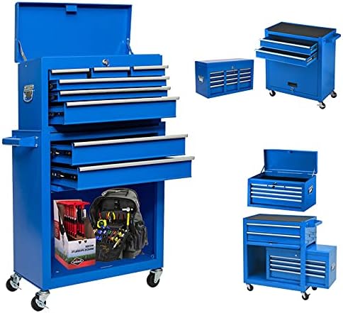 8-Drawer Rolling Tool Cabinet with Wheels W657