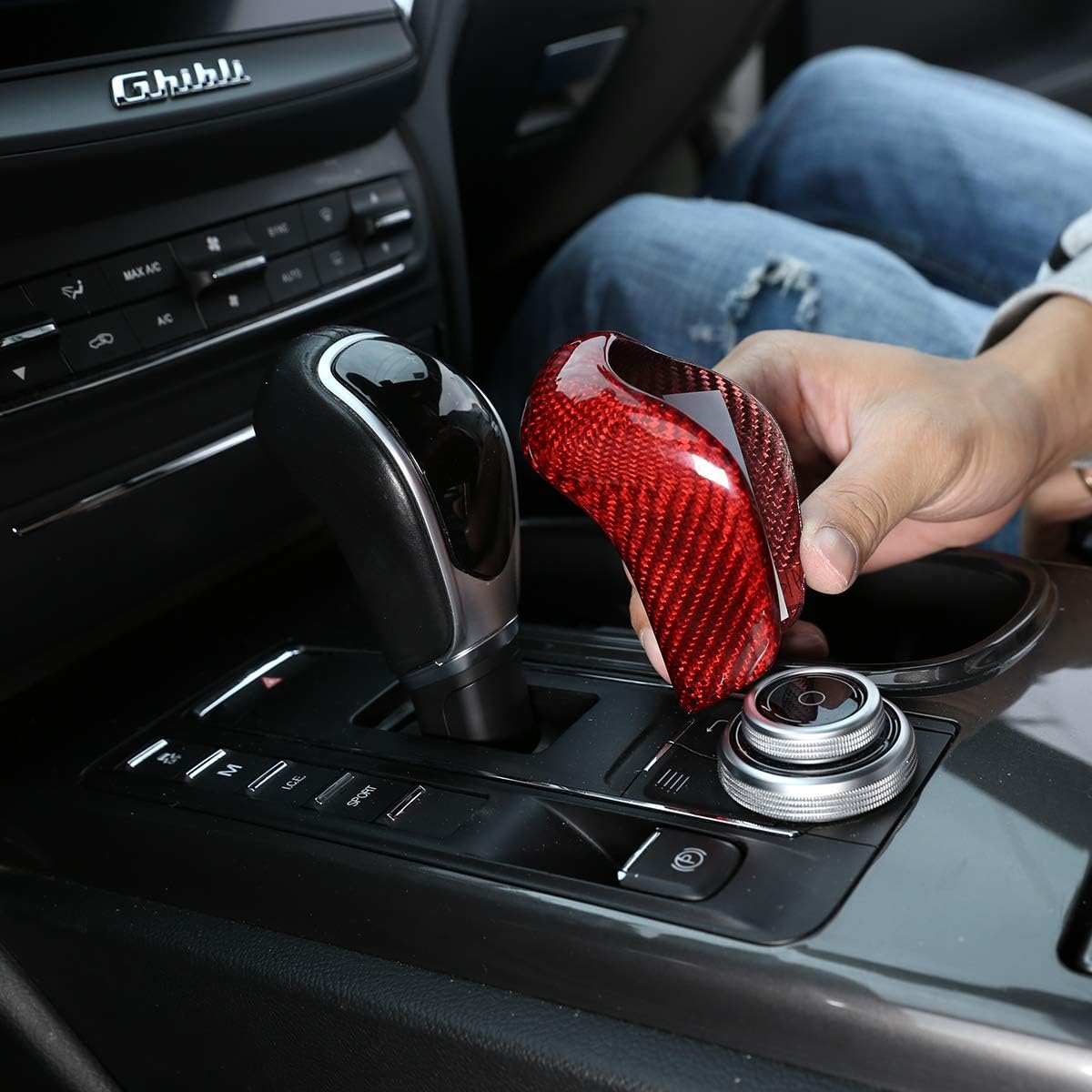 Real Carbon Fiber Gear Shift Knob Head Cover (Black) U860