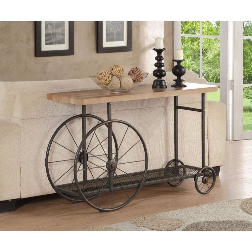 Oak & Antique Gray Console Table J9222