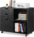 Rustic Brown 3-Drawer Wood File Cabinet with Open Storage Shelves W3861