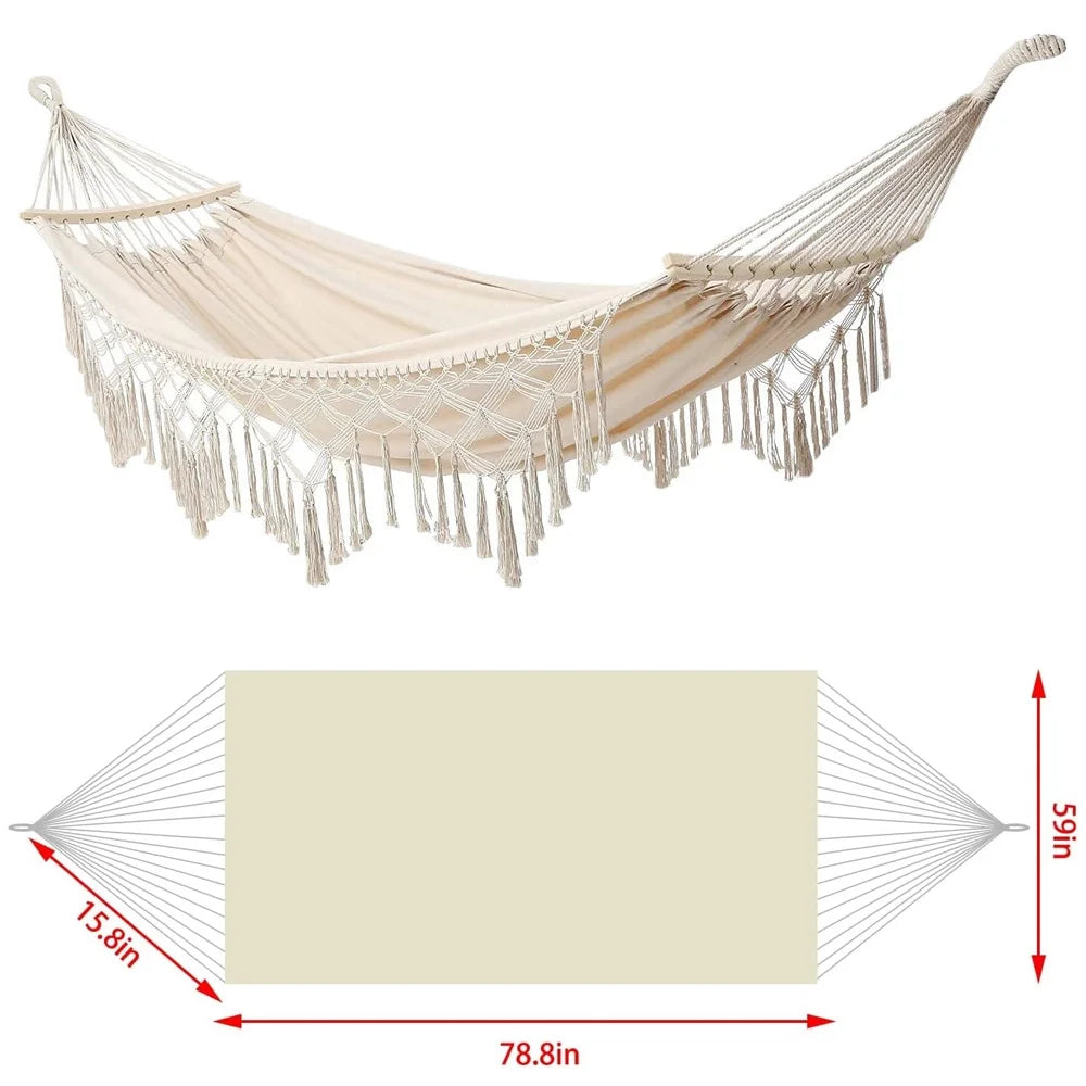 Double Macrame Hammock Two Person Swing Bed Z72946