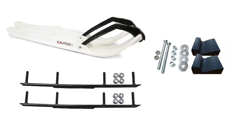 White XPT Snowmobile Skis Complete Kit U1941