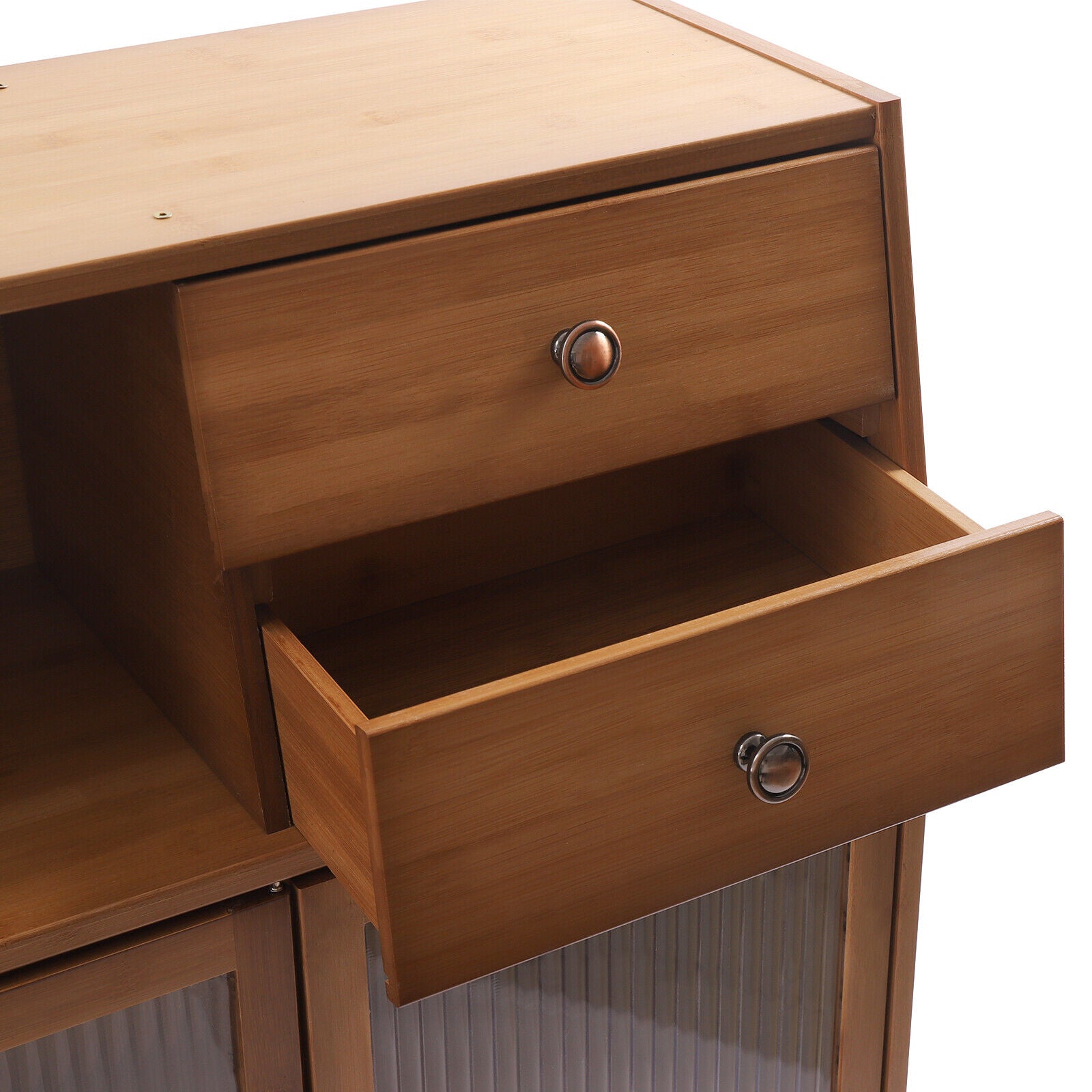 Natural Bamboo Buffet Sideboard Cabinet 39 Inch with 3 Doors A44680