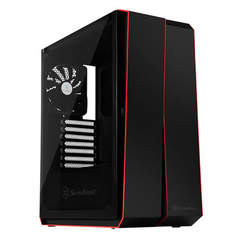 Black Computer Case with Tempered-Glass Side Panel W4369