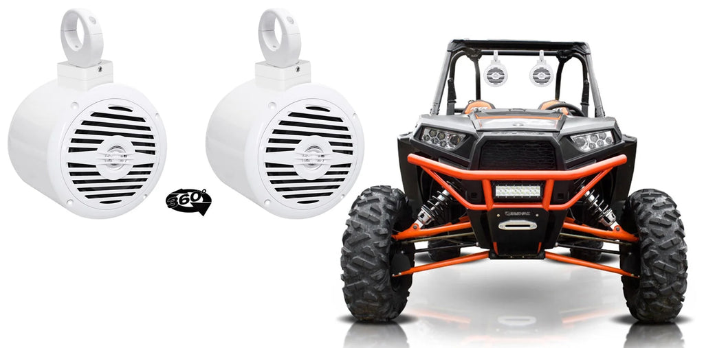 5.25" 360° Swivel White Aluminum Tower Speakers I8214
