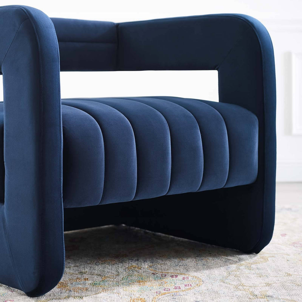 Midnight Blue Tufted Velvet Accent Armchair R31038