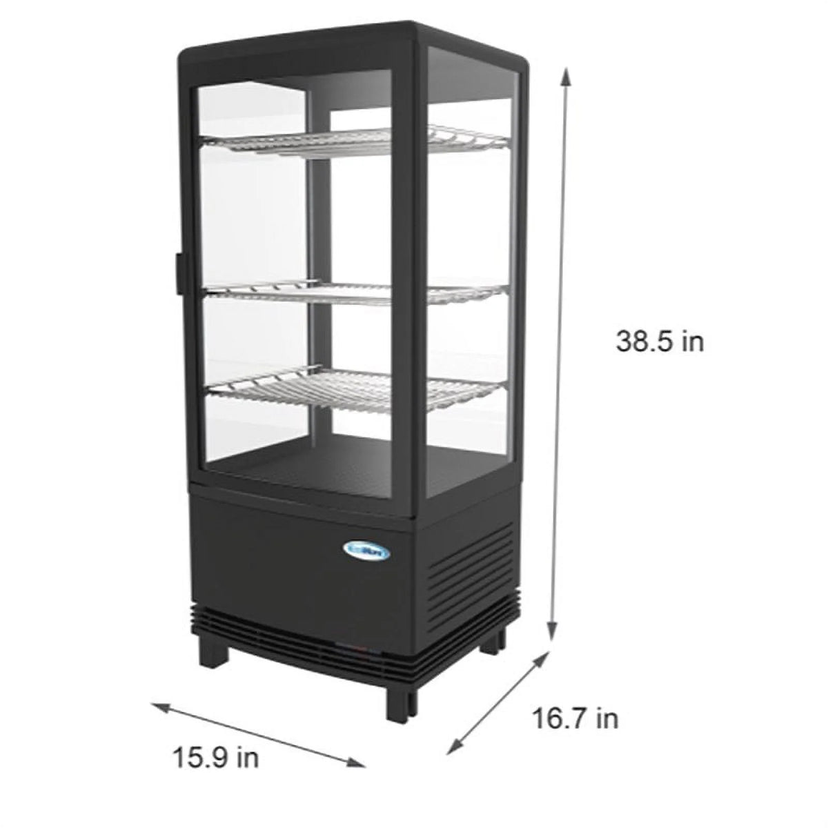 Black Countertop Refrigerator Display Case Commercial Beverage Cooler with LED Lighting, 3 cu. ft Capacity E911617