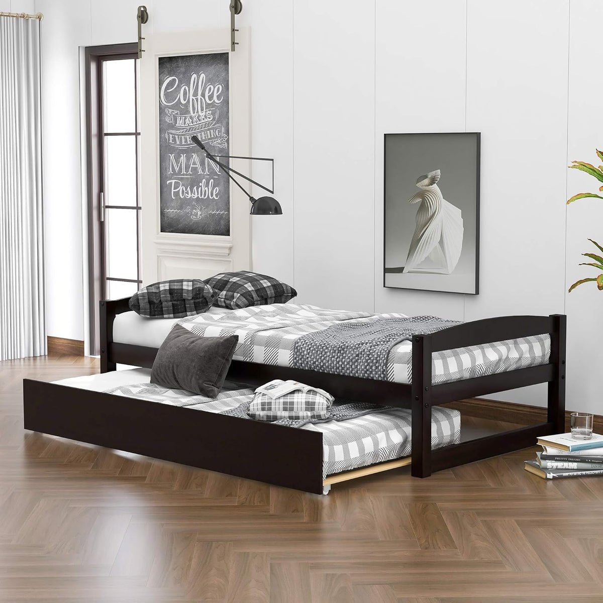 Twin Size Solid Wood Daybed with Trundle F8943
