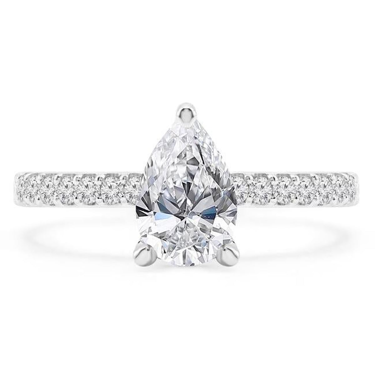 Pear Diamond Solitaire Engagement Ring in 14K White Gold Z8747