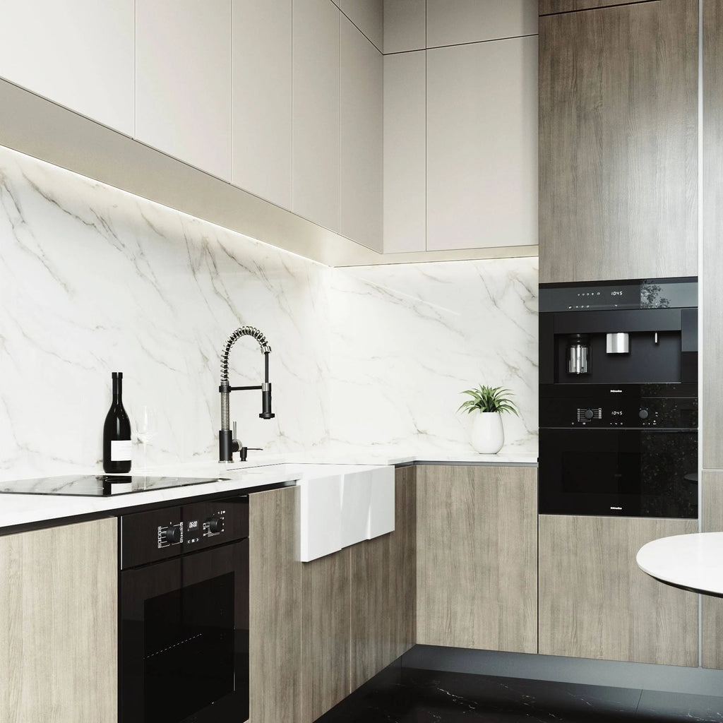 33 inch Matte Stone Farmhouse Apron Kitchen Sink Set with Stainless Steel Faucet L722399