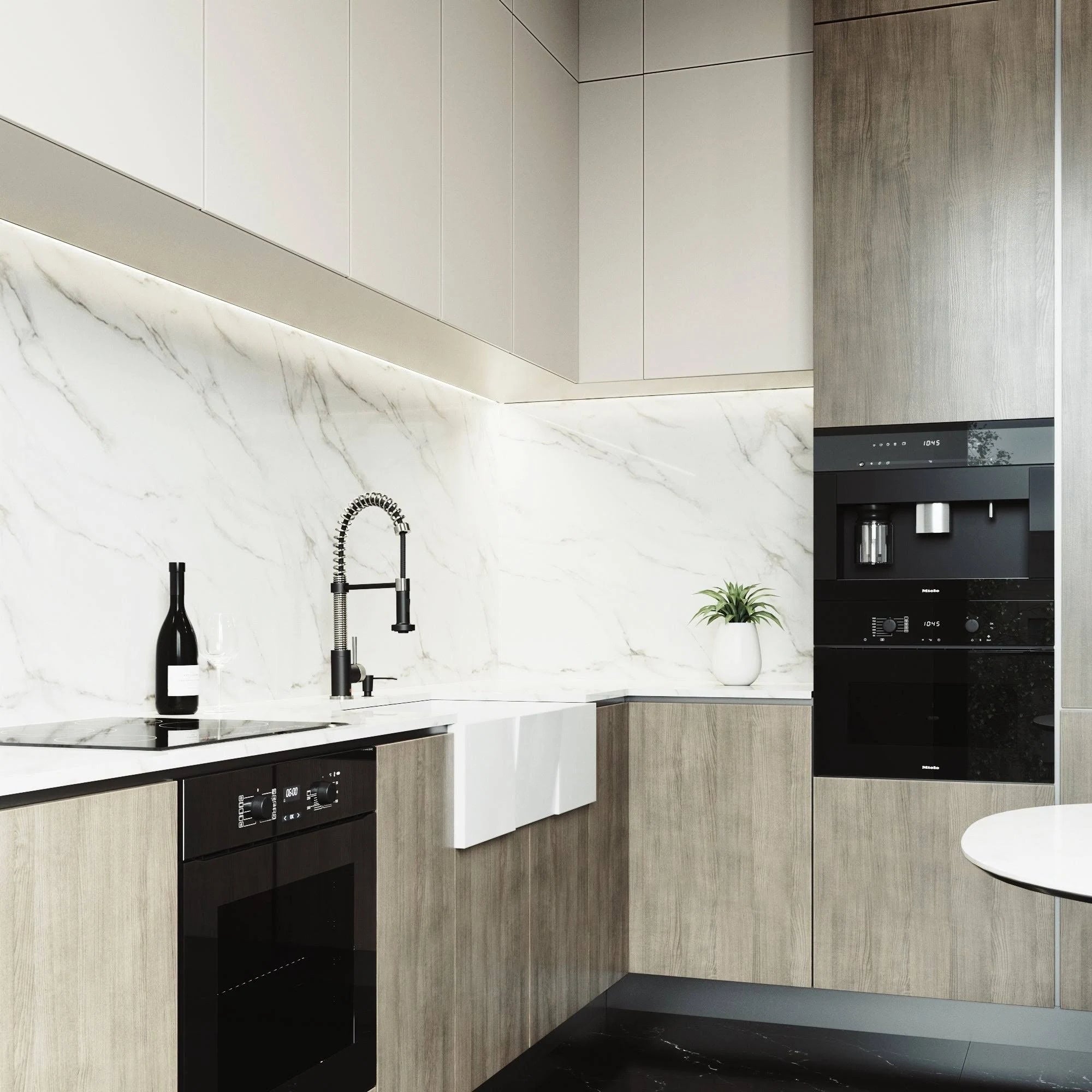 33 inch Matte Stone Farmhouse Apron Kitchen Sink Set with Stainless Steel Faucet L722399