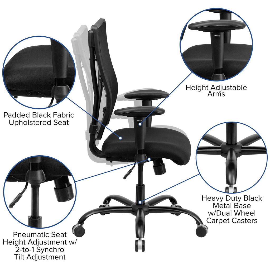 Black Mesh Office Chair with Arms, 400 lb. Capacity C766211
