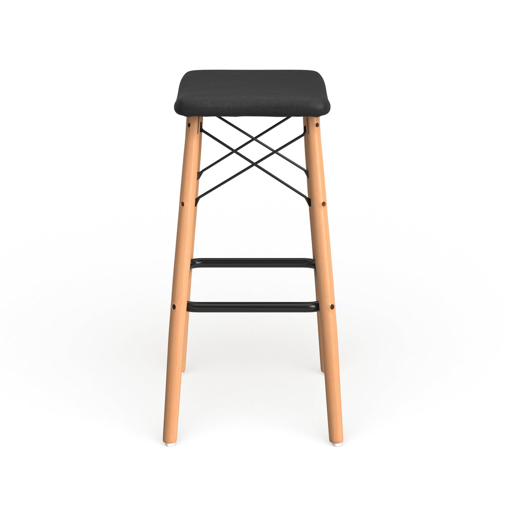 Black Faux Leather Seat Counter Stool H395