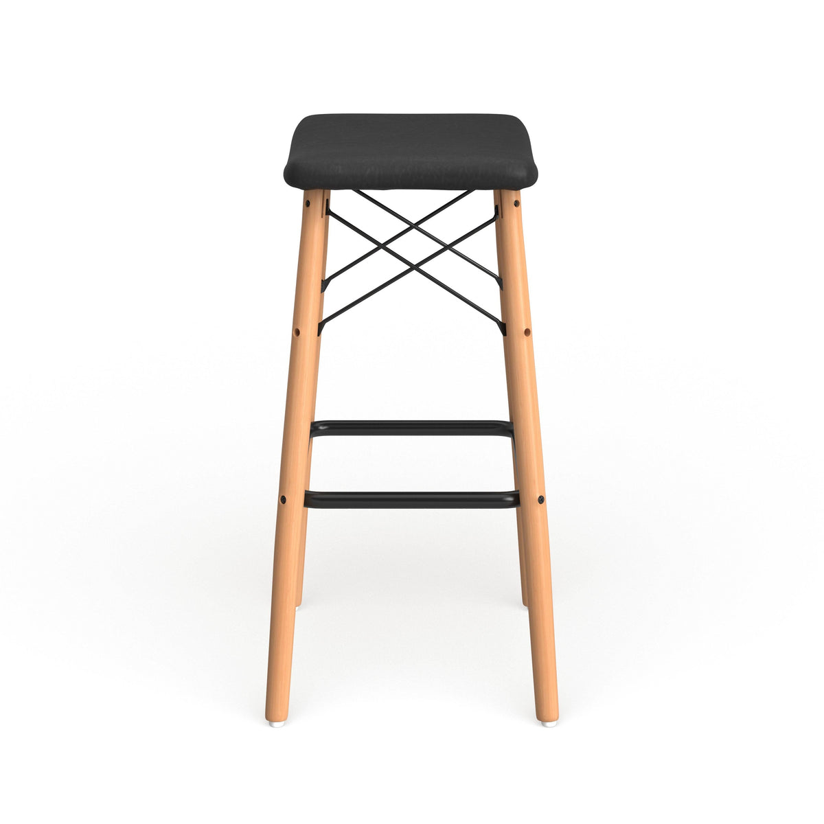 Black Faux Leather Seat Counter Stool H395