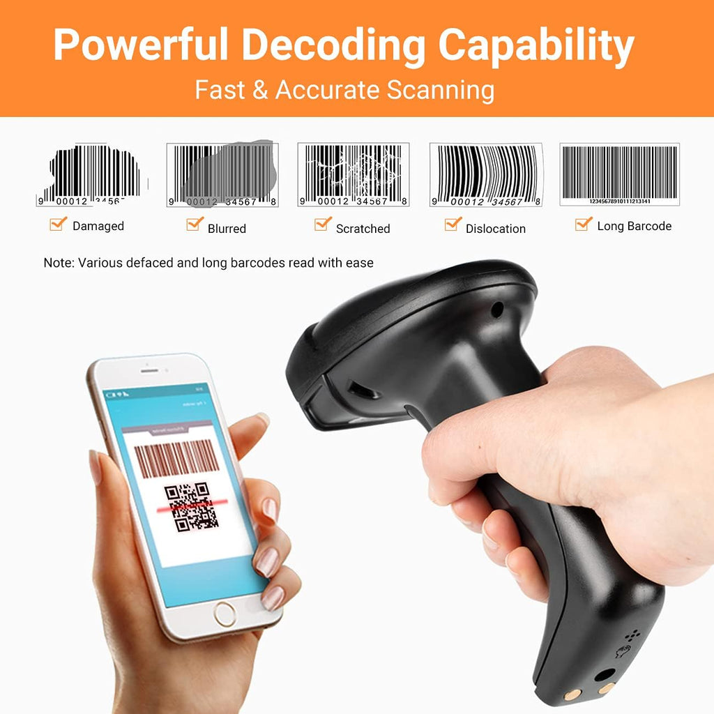 Wireless Barcode Scanner 1D 2D QR with USB Charging Base, Pack of 2 P915770