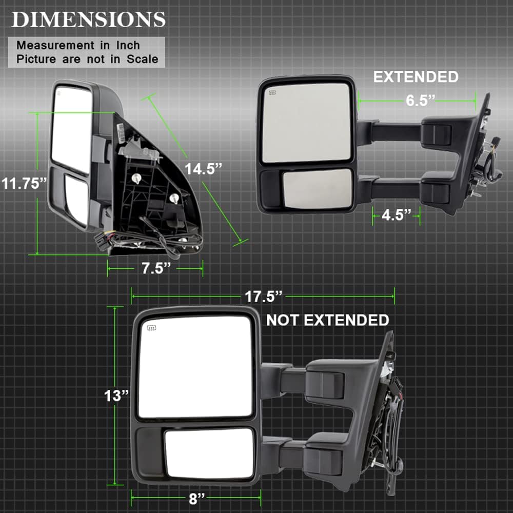 Passenger Side Power Heated Towing Mirror N3902