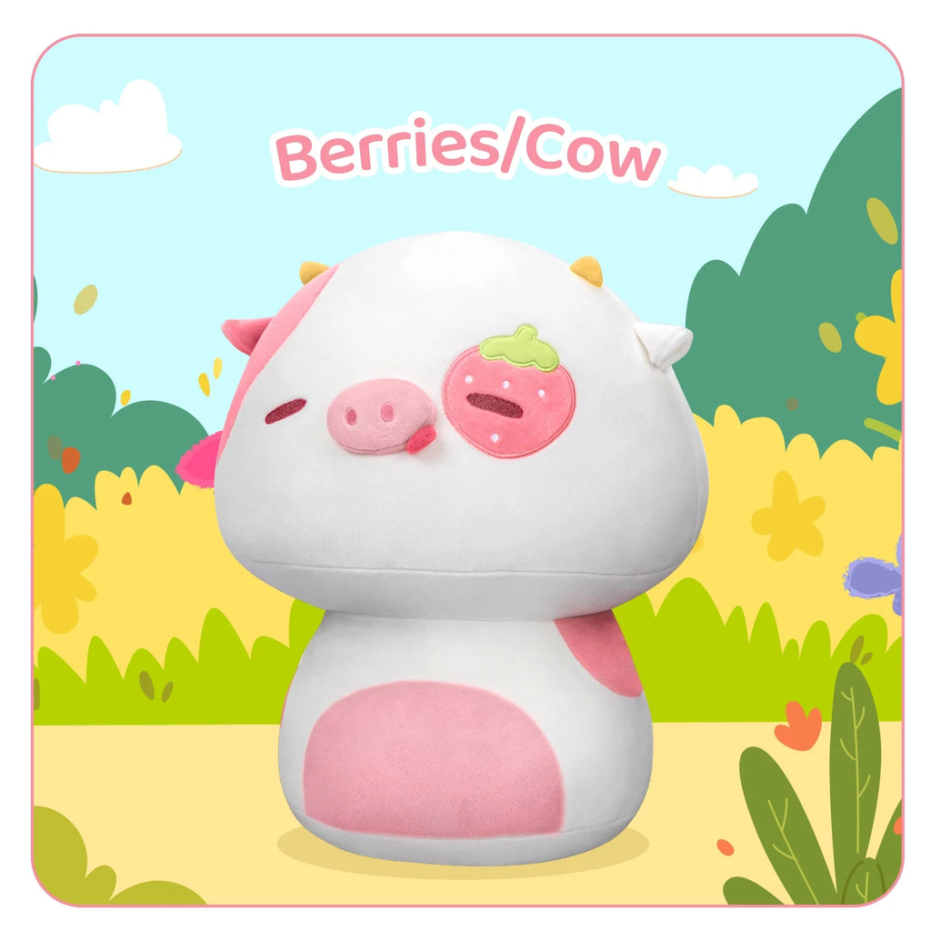 13.5" Mushroom Plushies Strawberry Cow Plush Pillow E343581