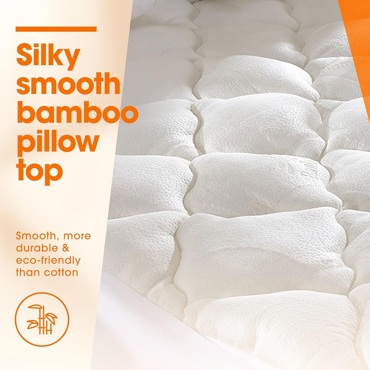 California King Plush Bamboo Fitted Mattress Topper Protector E287347